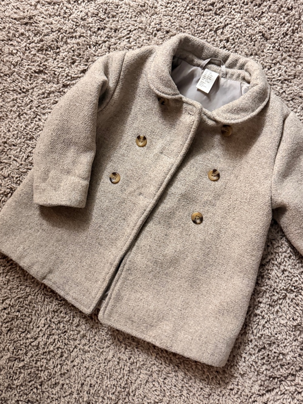 H&M Kids Beige Double-Breasted Pea Coat